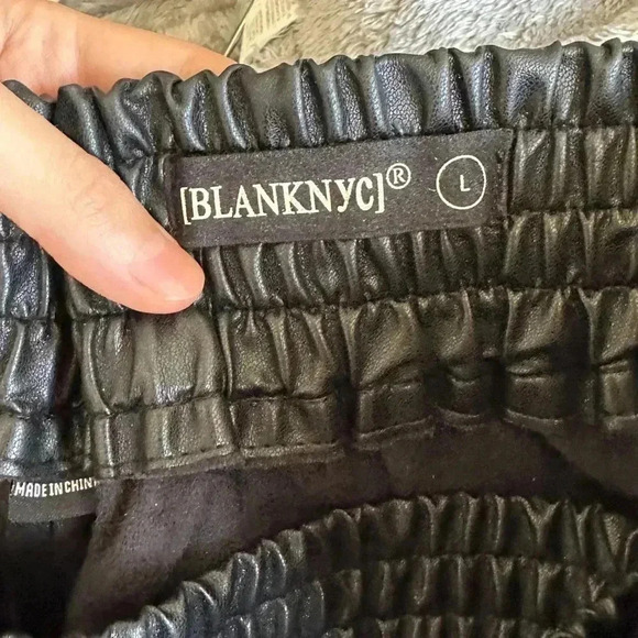 Blank NYC Faux Leather Wide Leg Pants, Black, Size Large - Picture 11 of 16